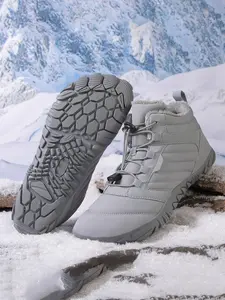 Men & Women Winter Snow Boots, Casual Outdoor Boot, Fleece Lined Warm Outdoor Shoes, Anti-Slip Rubber Sole, Round Toe, Above Ankle Height, Textile Upper
