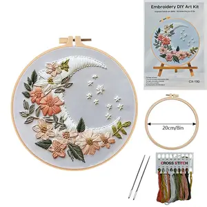 Butterfly & Flower Pattern Embroidery Design Kit, DIY Cross Stitch Embroidery Kit with English Instructions, DIY Embroidery Supplies, Embroidery Thread, Embroidery Craft, Handmade Gifts