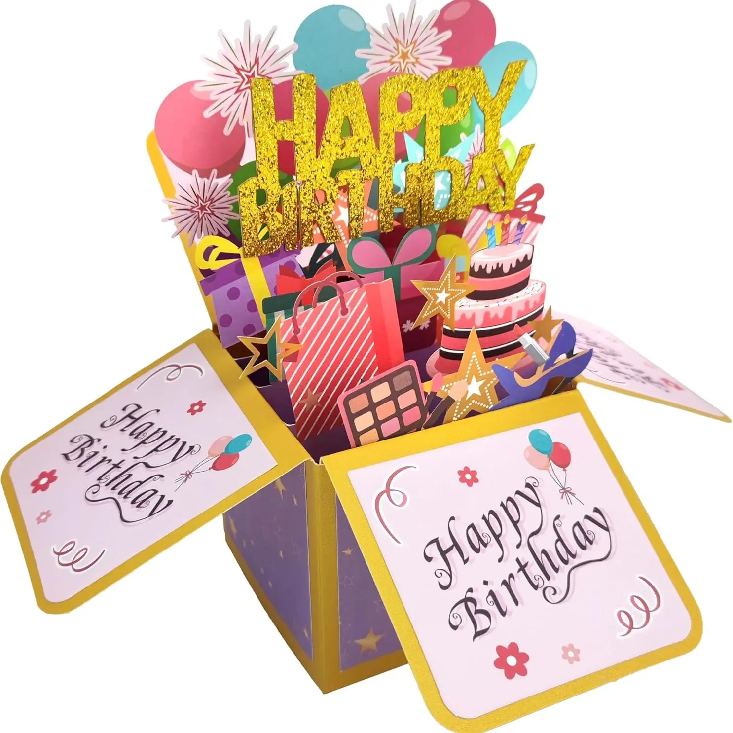 Fun Birthday Pop-Up Card, Sweet 3D Birthday Gift Box for Adults and Kids, Unique Handmade Foldable Celebration Card, Greeting Card, Fun Party Cards