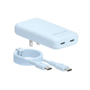 Whisper Blue Fast Charging Set, Dual Port Wall Adapter + 6ft USB-C Cable