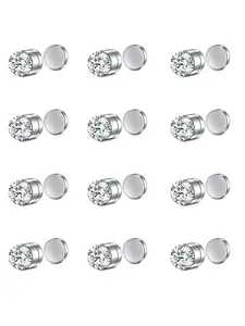 Rhinestone Decor Magnetic Nose Ring Set, Nose Hoop, Stainless Steel Fake Nose Studs, Non Piercing Jewelry, Fashion Body Jewelry for Women & Men, Trendy All-match & Exquisite Jewelry for Gift