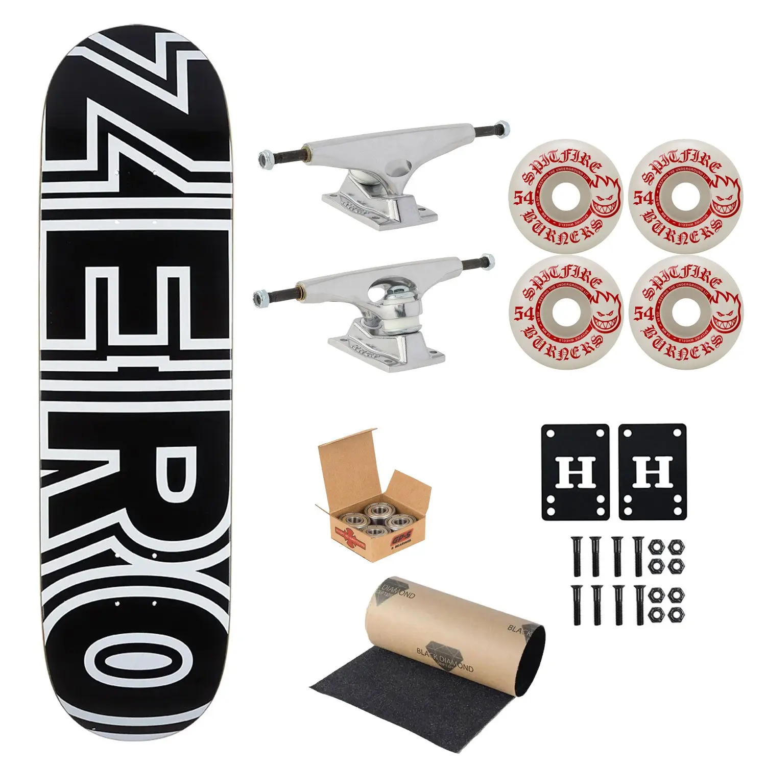 Zero Skateboard Bold 8.5" Krux, Independent, Spitfire Premium Kit