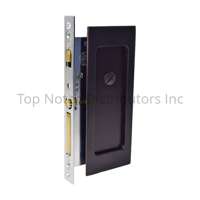 Emtek  Modern Rectangular Privacy Pocket Door Mortise Lock for 1.38 in. Door - Oil Rubbed Bronze Finish, Door Hardware, Door Security Lock, Pocket Lock