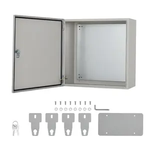 Garvee Outdoor Electric Meter Box 24*24*8inch, IP66 Waterproof Dustproof, NEMA 4X Enclosure Lockable Steel Junction Box with Mounting Plate and 2 Keys, Indoor & Outdoor Use