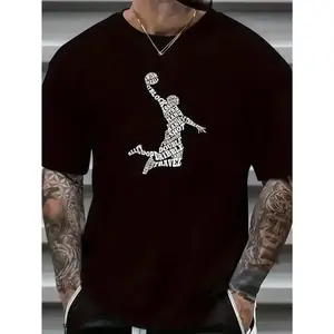 Men's Cotton Printed Casual Short Sleeve Crewneck T Shirt with Breathable Knit Fabric Classic Fit Ideal for Outdoor Activities and Custom Graphics