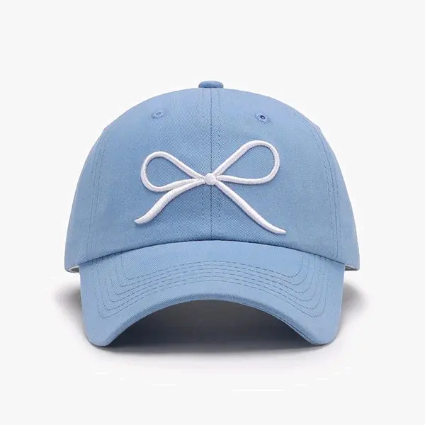 Bow Embroidered Cotton Baseball Cap - Classic Design with Embroidered Details and Adjustable Fit