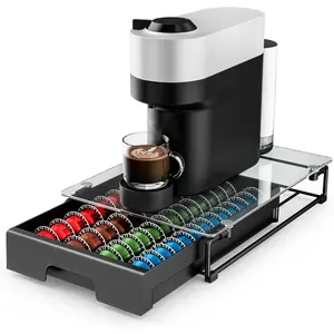 Coffee Pod Drawer Organizer for Nespresso Machines, High-Capacity Storage for Vertuo Capsules, Smooth Pull-Out Design, Fits Under Coffee Makers (12”W x 16.5”D x 3.5”H)