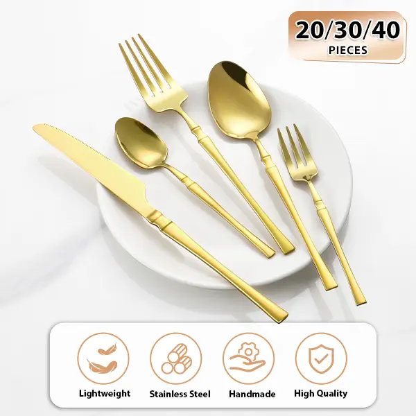 20/30/40-Piece Stainless Steel Silverware Set for 6-Mirror-Polished Knives, Forks, Spoons, Teaspoons & Dessert Forks,Durable and Dishwasher-Safe Modern Tableware Sets Dinnerware Sets Stylish Sturdy Cutlery Metal