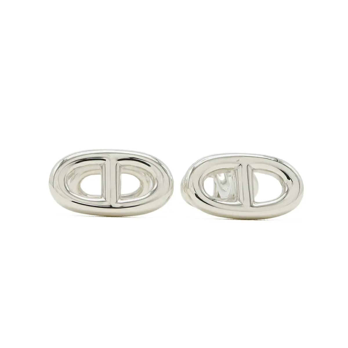 Pre-owned HERMÈS Sterling Silver 925 (Ag925) Small Leather Goods Hermes Chaine d’Ancre Silver Cufflinks
