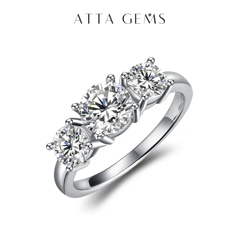 3 Stones All Synthetic Moissanite Ring Elegant Design For Woman Man Anniversary Wedding Engagement 925 Sterling Silver Rings Gift Valentine's Day R014, Moissanite Engagement Ring, Three Stone Ring Summervibes summerwins,summerwins
