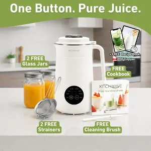 8-in-1 Juicer & Nut Milk Maker 40oz/1200ML – Fresh Fiber Juice, Self-Cleaning, 1-Touch, Delay Start, Keep Warm, Boil Water – 304 Stainless Steel – White
