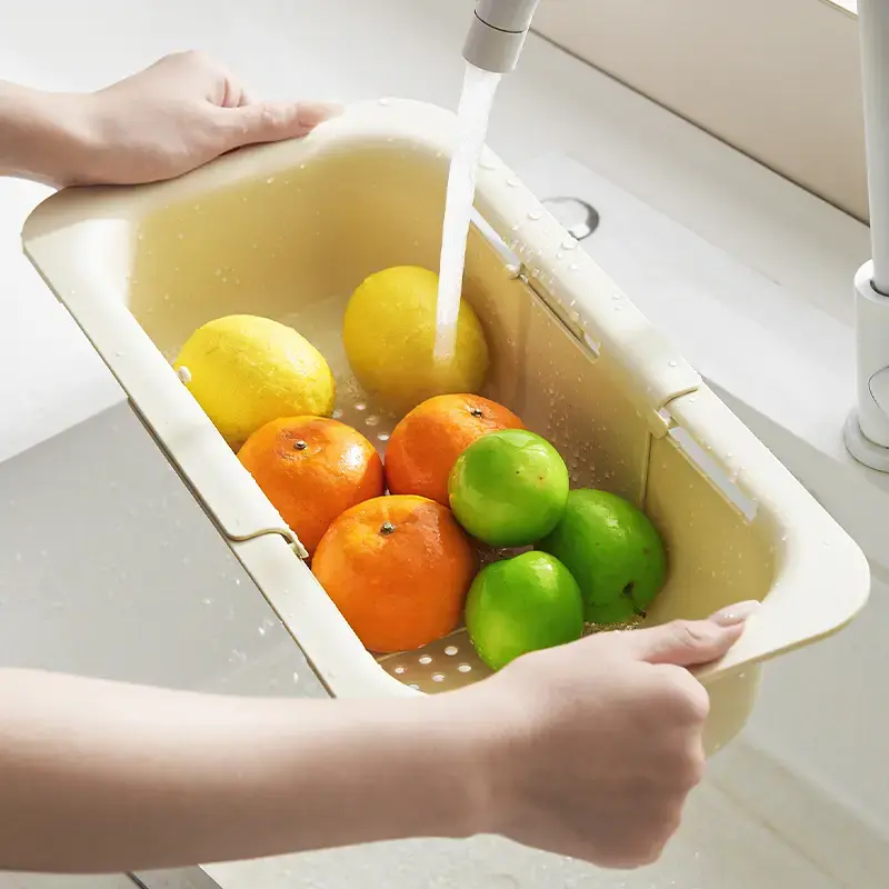 Adjustable Extendable Over-the-Sink Colander Strainer Basket - Kitchen Utensils Sieve for Wash & Drain, Drain Cooked Items - Practical Kitchen Essential for New Homeowners