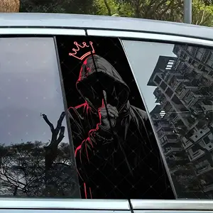 2pc Cartoon Hood Vinyl Sticker Car Decorative Sticker Car B Pillar Protection Decal Easy Peel & Stick Sunproof Waterproof Scratch Resistant for All Cars Vinyl Decals Truck Car Decal Vehicle Exterior Decoration