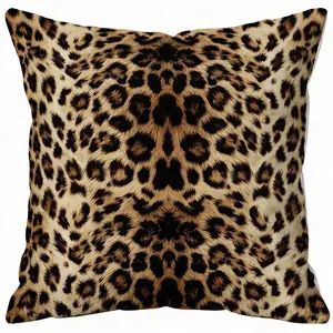 Vintage Leopard Print Theme Leopard Pattern Throw Pillow, 18x18 Inch, HD Digital Printing Decorative Cushion, Accent Pillow with Hidden Zipper, Machine Washable, Versatile Use, Ideal for Personalized Home Decor for Sofa, Bed, Living Room, Bedroom