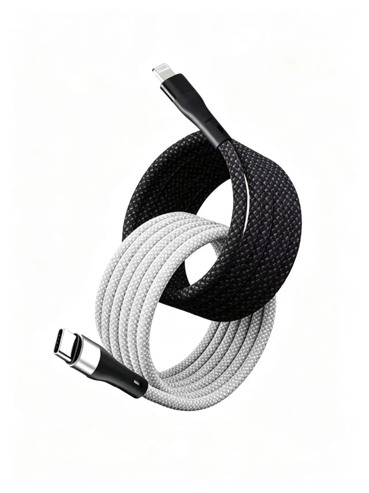 【Buy 1 Get 1 Free】USB C to Lightning Fast Charging Cable 60W - Magnetic Self-Coiling Braided Tangle-Free for Apple Devices Magnetic Self-Coiling USB C to Lightning Cable - 60W Fast Charging Braided Tangle-Free Retractable Cord for iPhone iPad car,summerwi