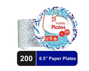 Everyday Disposable Paper Plates 8.5" 200 Count - Ideal for Food and Beverage Use
