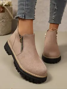 Urban-Chic Ankle Boots: Polished Surface Complements Denim & Dressy-Casual Ensembles Winter Warm Boots