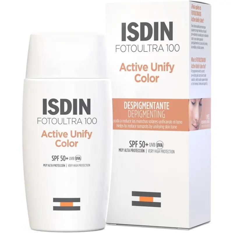 SPF50+  Fluid, 50ml Improves the appearance of hyperpigmentation spots and evens the skin tone Organic Sunscreen Hybrid Sunscreen Facial