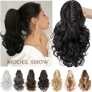 14" Claw Clip On Ponytail Extensions Short Curly Hairstyles Claw in Ponytail Synthetic Hair For Women 130G