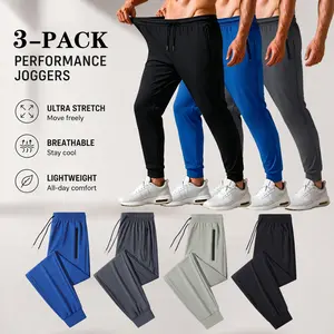 Men’s ice silk fiber jogging pants — breathable, stretchy athletic long pants with zippered pockets, suitable for running, fitness, and outdoor activities; running gear | casual sportswear | high elasticity