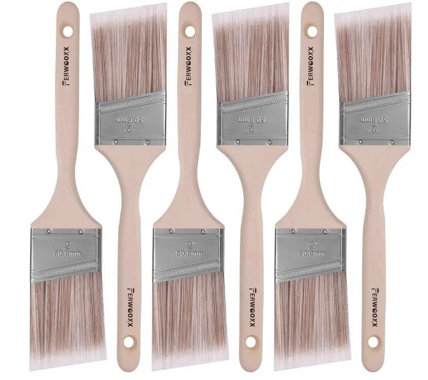 Paint Brush, 2IN Stain Brushes for Painting Walls House Touch-Ups,Furnitures and Fence Staining, Wooden Handle Masonry Paintbrush(6 Packs)