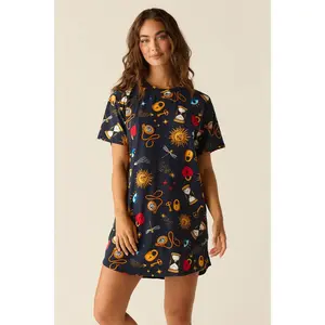 Alaina Cloud Jersey Shirt Dress in Mystic