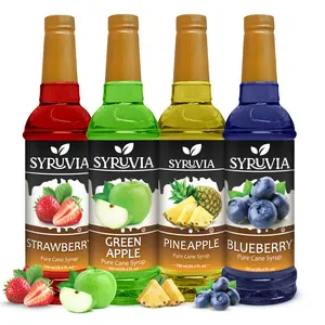 Syruvia Fruit Flavors Variety Pack – Strawberry, Green Apple, Pineapple & Blueberry Syrup – Perfect for Cocktails, Lemonade,  Iced Tea & Beverages – 25.4 Fl oz Bottles (4 Pack)