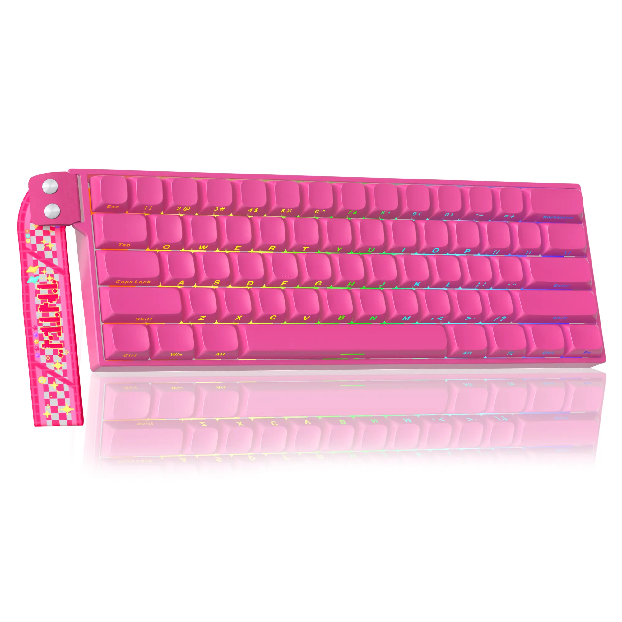 AULA MINI60 HE MAX Rose Red Wireless Hall Effect Mechanical Gaming Magnetic Keyboard, 60% Tri-Mode Bluetooth/2.4G/USB-C, Rapid Trigger, 8000Hz, Hot Swappable, RGB Backlight, FPS & Esports Gaming Keyboards, PC Accessories