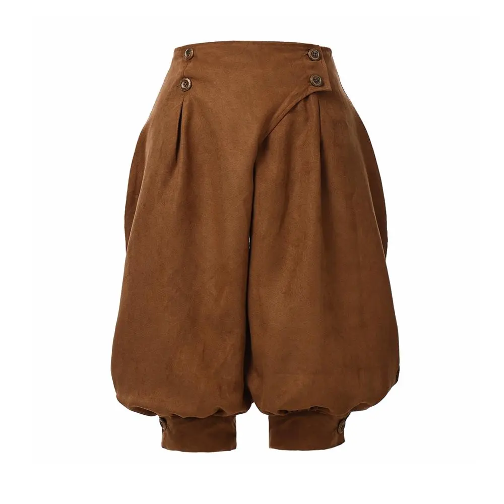 Vintage Steampunk Trousers for Women Renaissance Medieval Pants Brown Horseman Castaways Costume Colonial Bloomers