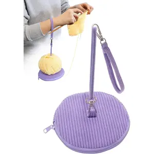 Wrist Yarn Holder, Portable Mini Crochet Purse Portable Yarn Holder Spinner Corduroy Bag Knitting Christmas Valentine's Day Gift for Craft Lover, Purples