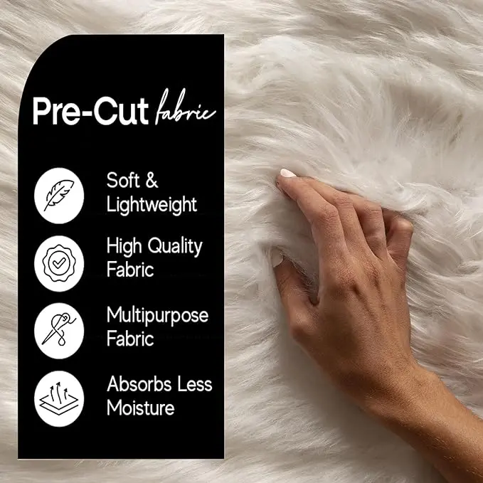 FabricLA Shaggy Faux Fake Fur Fluffy Fabric by the yard | Artificial Art & Craft Supply High Quality Material
