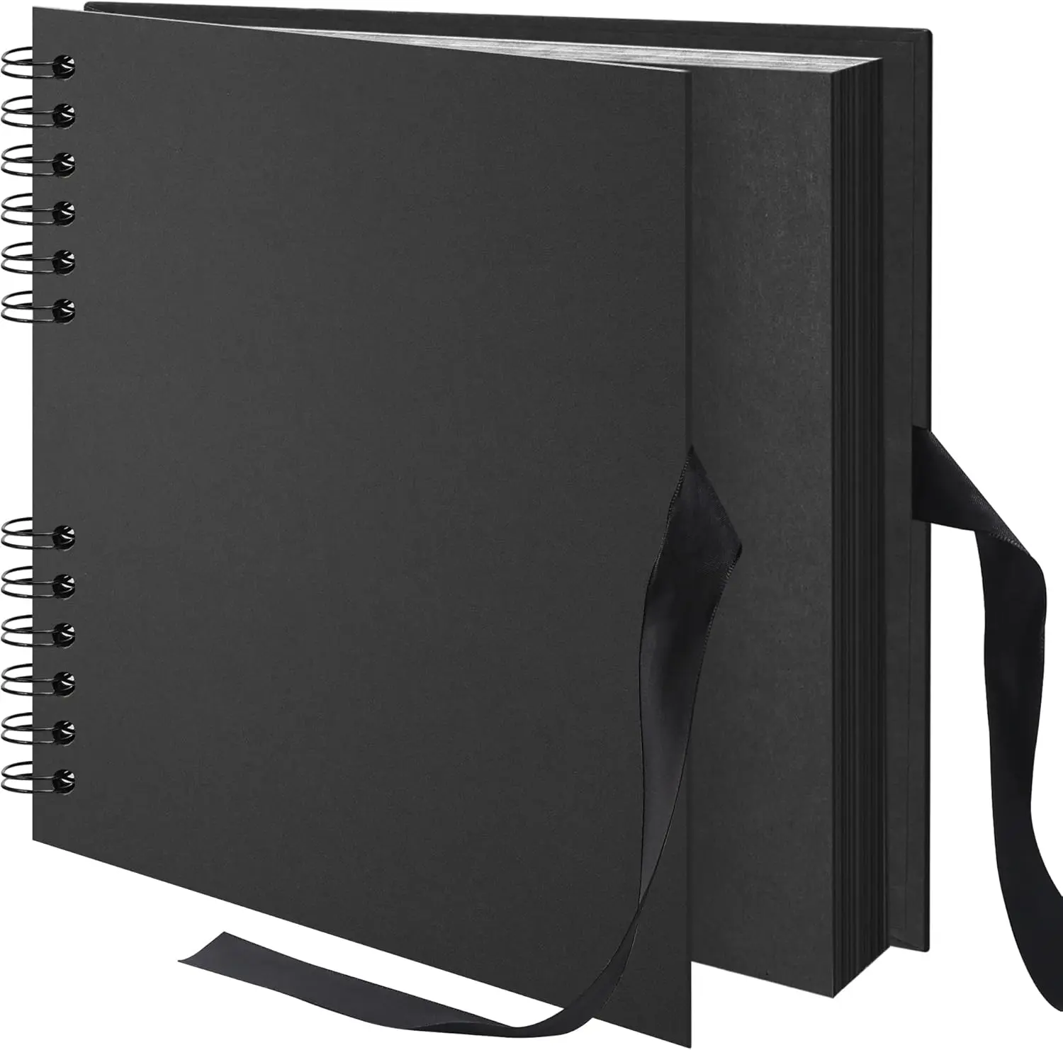 8x8 inch Scrapbook Photo Album DIY Picture Book 40 Pages, Thick  Paper Scrap Book Album with Silk Ribbon Wedding Guest Book Memory Book for , Family, Travel (Black)