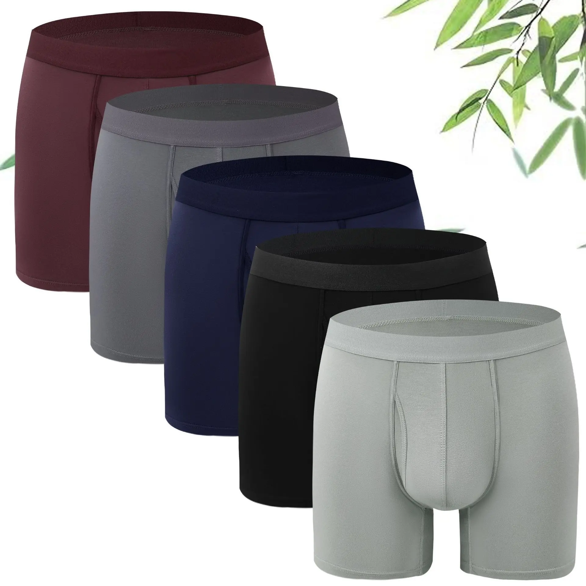 Men's Extra-Long Mid-Rise Sports Boxer Briefs - Breathable Underwear for Sports, Outdoor Activities