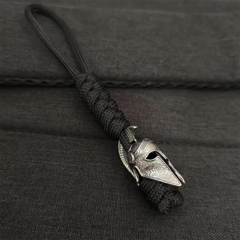Spartan Warrior Helmet Keychain, Durable Paracord Braided Rope EDC Gear, Outdoor Survival Key Holder for Hiking, Camping, Backpack, Travel & Everyday Carry