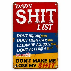 Funny Dad Rules Aluminum Wall Sign - Lightweight Vintage Hanging Plaque, 11.8x7.9in Home Decor Gift for Man Cave, Garage