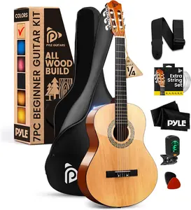 36" Acoustic Guitar Kit for Beginners 3/4 Size - Natural Ash | All Wood Classical Guitar with Clip-On Digital Tuner, Nylon Strings, Gig Bag, Picks, Strap & Spare Strings - Starter Guitar Set for Kids & Adults - Gift for Musicians