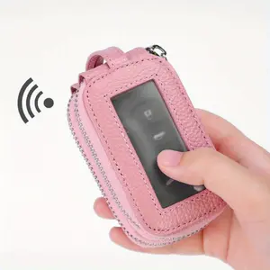 First Layer Cowhide Car Keychain with Zipper, Large Capacity Double Layer Waist Clip Design, Suitable for Keys and Key Rings, Durable and Stylish, Gift for Parents, Gift for Boyfriend, Car Keychain