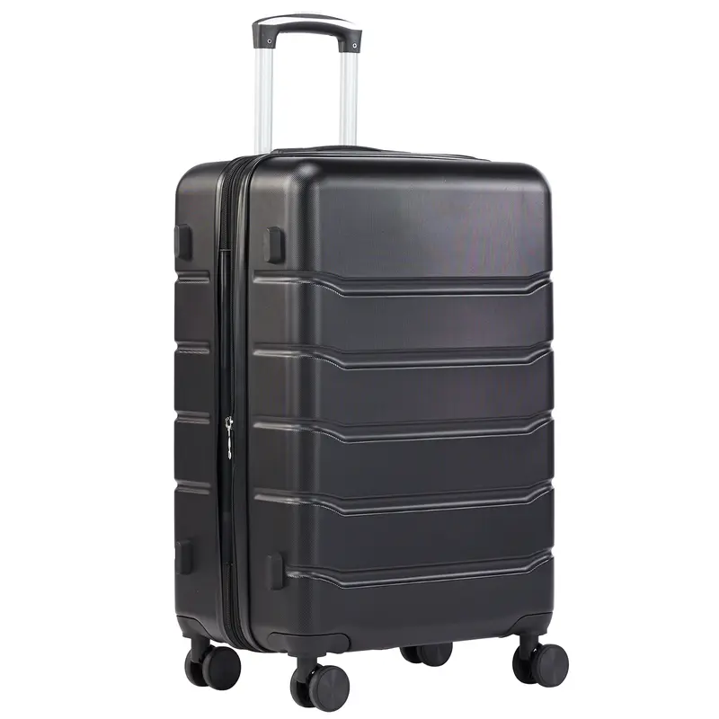 Sweetcrispy ABS Plastic Carry On Luggage - Lightweight Expandable 4-Wheel Spinner, Extendable Handle, TSA Lock, Stay-Put Straps, Wet/Dry Mesh Sort - Ideal for Back to School, International Travel