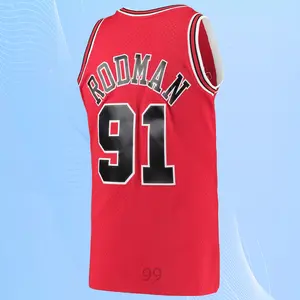Dennis Rodman Men's Sleeveless stitched Basketball Jersey 1997-98 Red