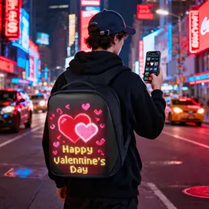 Gelrova LED Backpack with App Control Screen 17 Inch Bookbag DIY Pixel Animation Programming Laptop Backpack Unique Gift for Men or Women Battery Not Included