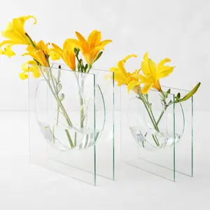 Z Gallerie Solaris Glass (Small: 8"W x 2"D x 8"H ; Large: 10"W x 2"D x 10"H) Decorative Vase Decoration Holder Bowl Ornaments Dining Table Centerpiece Vase Kit  (Flowers Not Included)