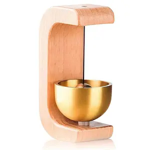 Magnetic Shopkeepers Bell for Door Opening - Vintage Wooden Wind Chime Doorbell with Brass Bell, Dopamine Decor & Wireless Adhesive Door Chime for Front Porch, Home Garden, Shop, Housewarming Gift