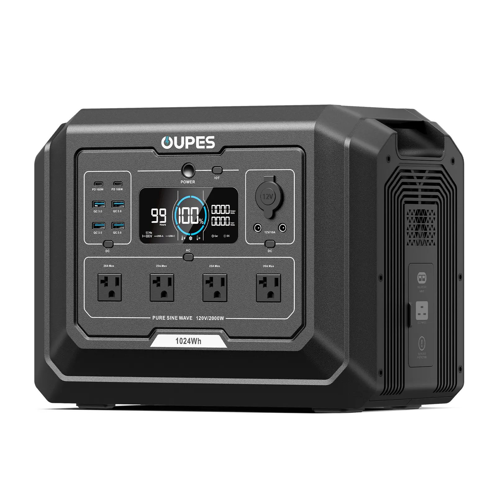 OUPES Mega 1, 2000W 1024Wh Portable Power Station, LiFePO4 Battery, Solar Generator, 1 Hour Fast Charging, for Home Backup Power, Camping