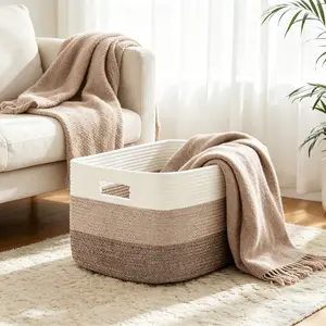 Large Capacity Storage Basket With Handle, Blanket Basket, Pillow Storage Basket, Living Room Bedroom Home Storage Tool Mother's Day gift