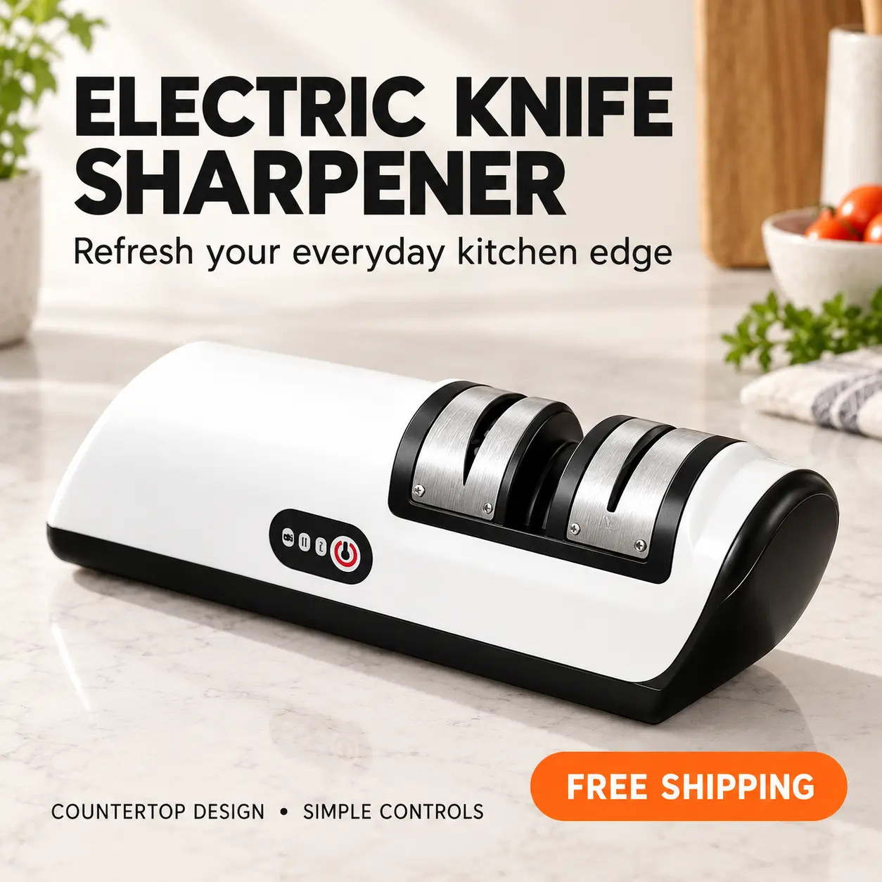 Electric Knife Sharpener for Home Kitchen, White & Black Countertop Design with Simple Controls for Everyday Meal Prep steel stainless bpa-free plate nonstick wooden handle capacity gadget household