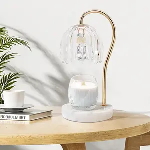 Candle Warmer Lamp, Electric Candle Lamp Warmer with 2 Bulbs for Scented Candles, Dimmable Wax Melt Warmer with Marble Base for  Bedroom Decor Aesthetic House Warming Gifts