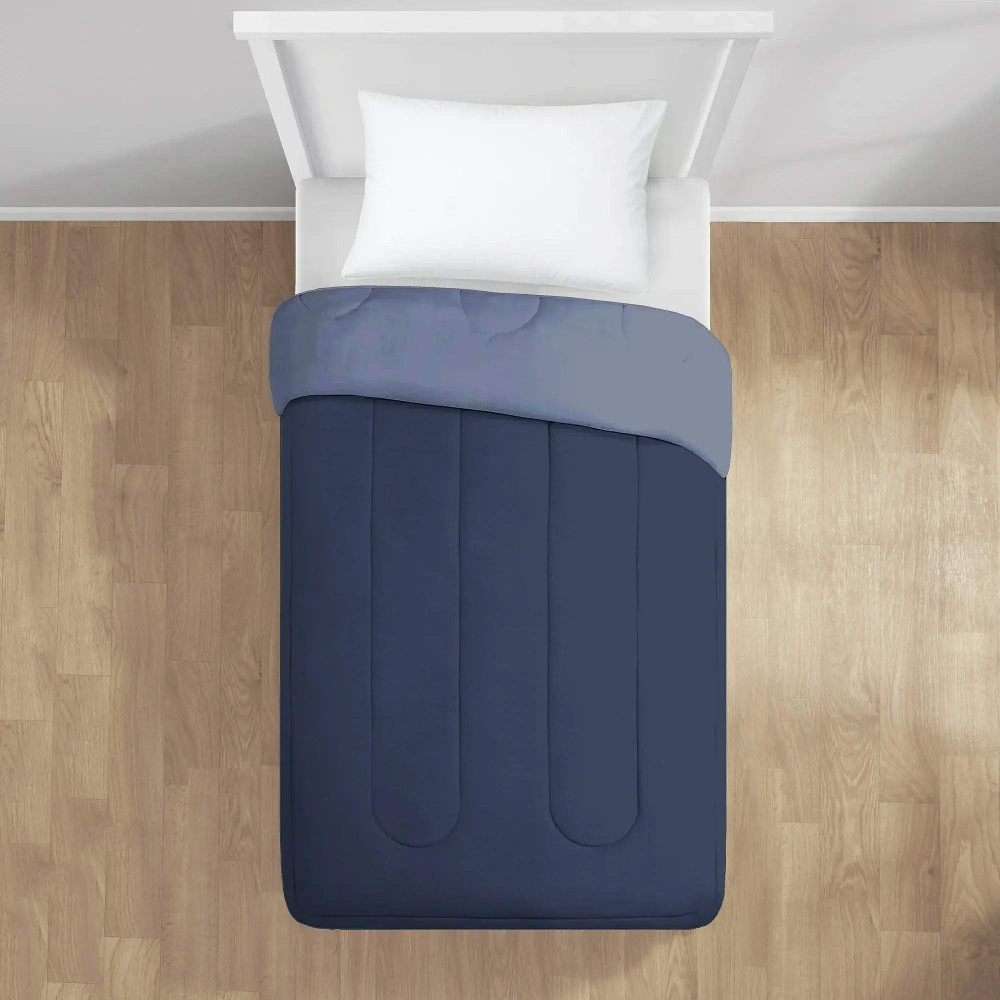 Navy Reversible Microfiber Comforter for Adults - Twin/Twin XL
