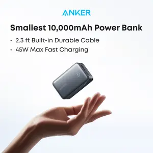 [Limited Offer]Anker Nano Power Bank, 10,000mAh Portable Charger with 2.3 ft Anker InstaCord Retractable Cable, 45W Max Compact Battery Pack, Smart Display, For iPhone 16 Series, iPad, Galaxy, Pixel, and More