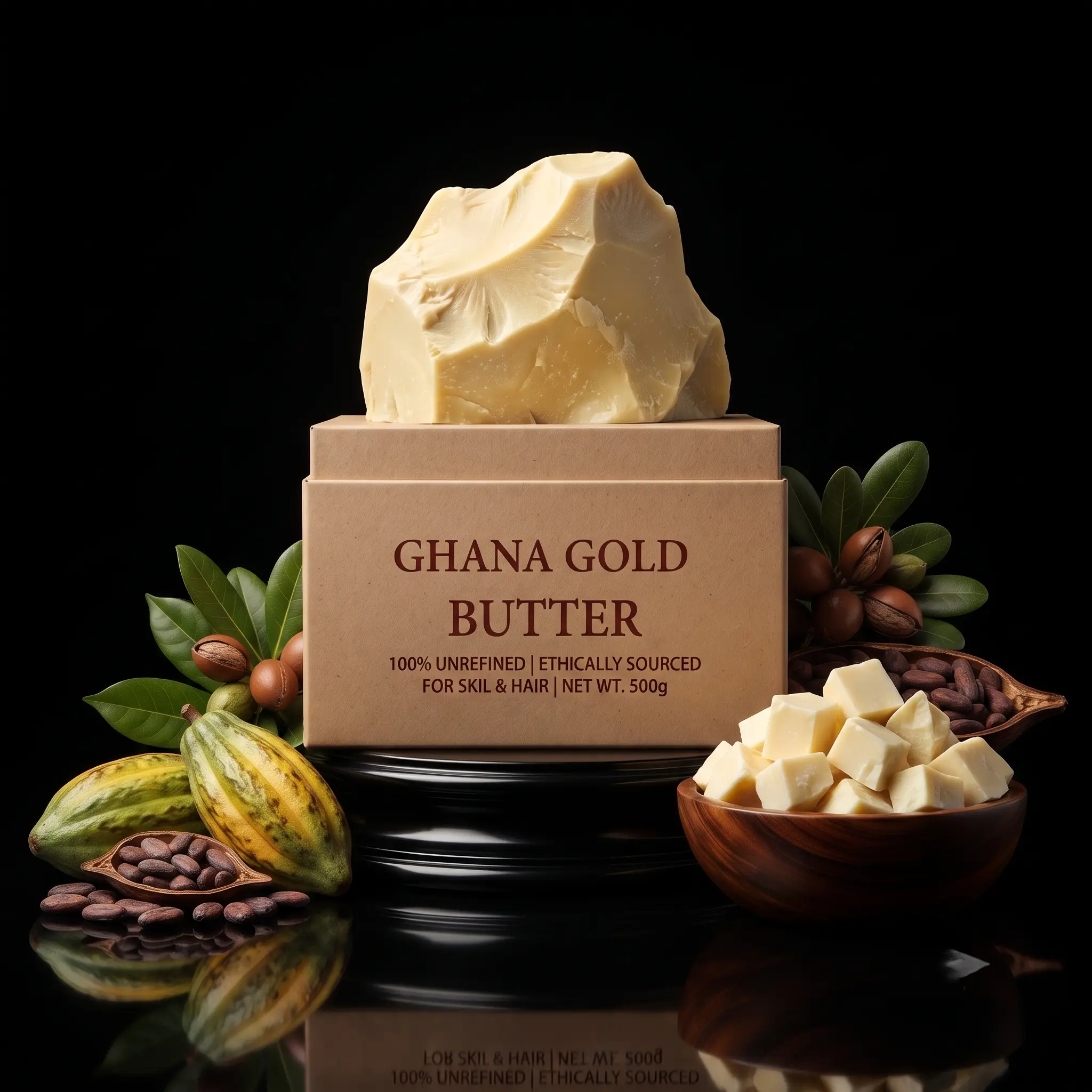 100% Pure Organic Raw Cocoa Butter Unrefined Solid Body Moisturizer for Deep Hydration & Skin Repair