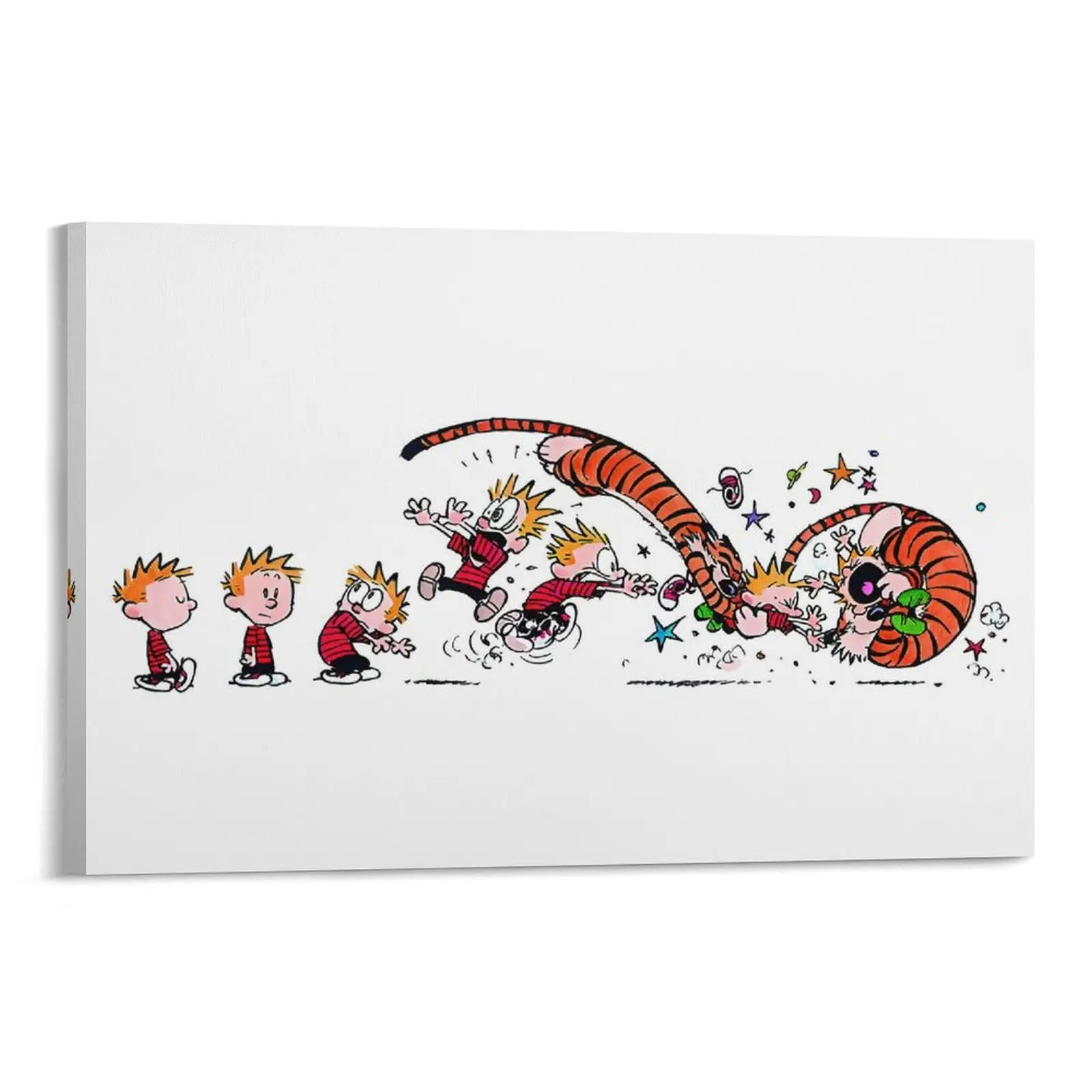 Funny Calvin Hobbes Adventures in Imagination Canvas Poster - Evolution Magic Art for Library & Play Area Canvas Poster Bedroom Decor Sports Landscape Office Room Decor Gift Frames Wall Ornaments Artistic